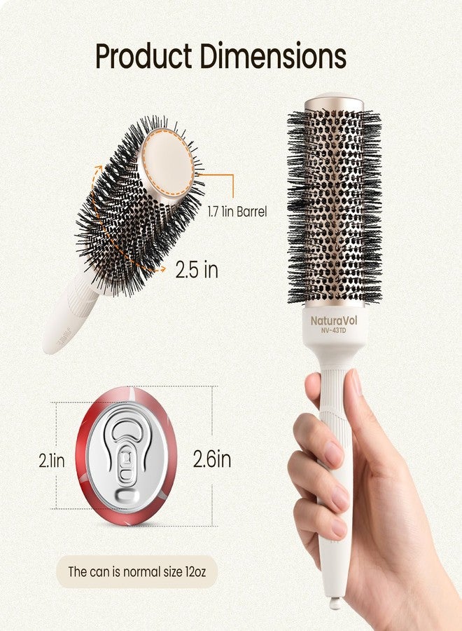 AIMIKE Round Brush for Blow Out, NaturaVol Medium Round Hair Brush for Fine Hair with Nano Thermal Ceramic Tech, for Blow Drying & Styling, Adds Volume & Smoothness (1.7 Inch Barrel, 2.5 Inch Bristle) - Image 3